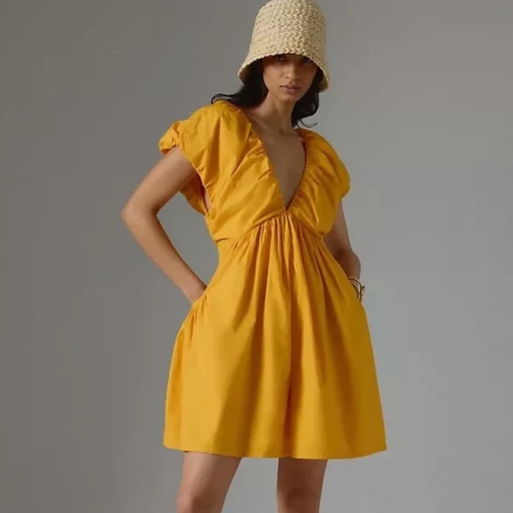 Anthropologie Golden Mini Dress